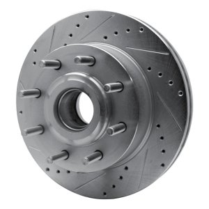 Ford F-250 Brake Rotor (1) - Front Left - R1 Concepts - Drilled & Slotted - Silver - `06-`12